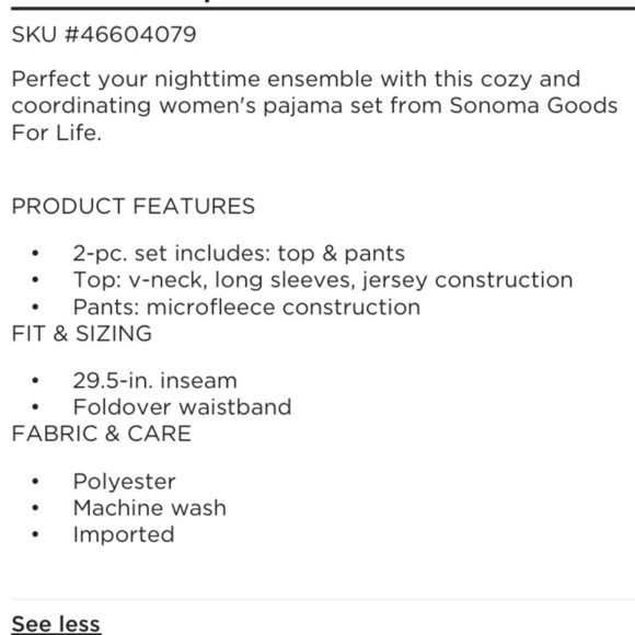 SONOMA Goods for Life intimates 2 pc top pant 1X - Picture 3 of 13